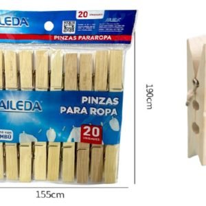 PINZAS PARA ROPA BAMBU X 20 UND AILEDA
