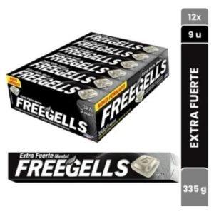 FREEGELLS PLAY EXTRA FUERTE- Caja 36 X Display x 12un (Paq. 9 caramelos)