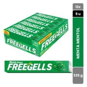 FREEGELLS PLAY MENTA MENTOL- Caja 36 X Display x 12un (Paq. 9 caramelos)
