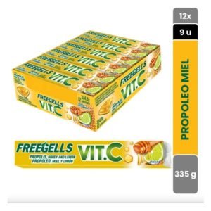 FREEGELLS PLAY VITC MIEL PROPOLEO 36 X 12un – Caja 36 X Display x 12un (Paq. 9 caramelos)